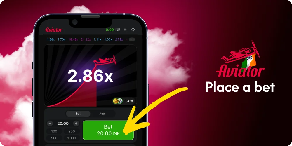 Choose a bet amount at Aviator App